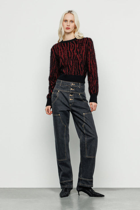 BordeauxCropped Lurex Pull