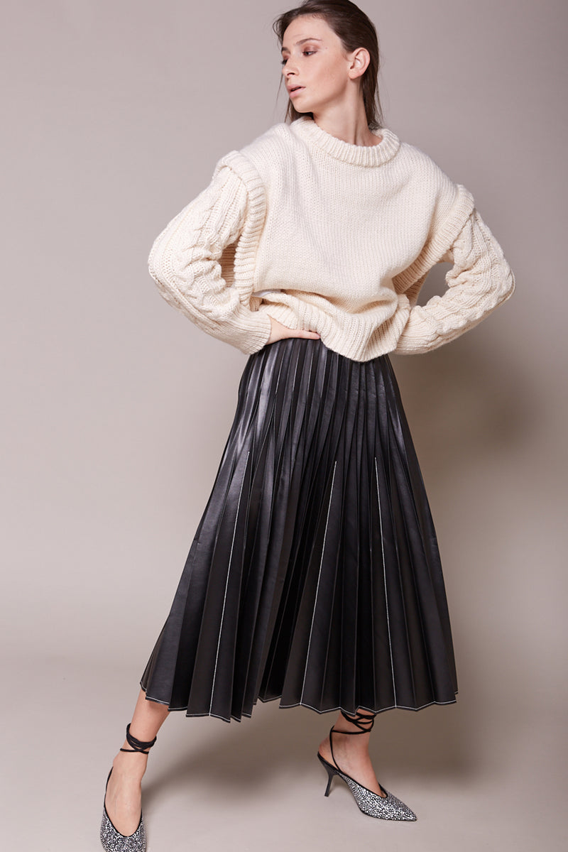 Faux Leather Pleated Skirt Surplustore